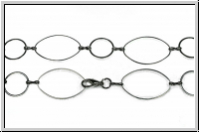 Kette, oval/rund, mit Karabiner, 26x16/14mm, silberfb., Metall, 1 Stk. (100cm)