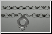 Kette, Rolo-Chain, mit Karabiner u. Charm-Trger, 7mm, silberfb., Metall, 1 Stk. (50cm)