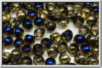 Mushroom Beads, 4mm, crystal, trans., california blue, 25 Stk.