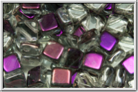 TILE-Beads, diagonal, 6x6mm, crystal, trans., half brown flair, 25 Stk.