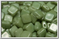 TILE-Beads, diagonal, 6x6mm, white, alabaster, lt. green marbled, 25 Stk.