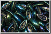 Chili-Beads, 2-Loch, 11x4mm, green, met., iris., 25 Stk.