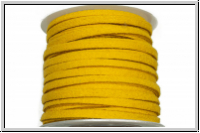 Wildlederimitat-Band, 2,5x1,25mm, flach, yellow, 1 Spule/5m