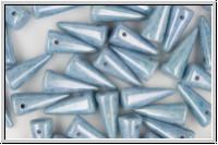 Spike Beads, 7x17mm, white, opaque, blue/grey marbled, 10 Stk.