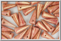 Spike Beads, 7x17mm, white, opaque, peach marbled, 10 Stk.