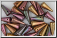 Spike Beads, 7x17mm, bronze, AB, satin, 10 Stk.