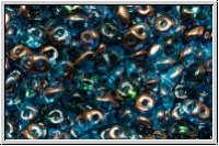 SD-60020-14215, SuperDuo Beads, aqua, trans., half copper, 10g