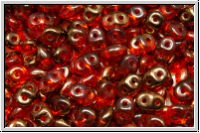 SD-90030-14215, SuperDuo Beads, hyacinth, lt., trans., half copper, 10g