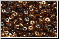 SD-10230-14215, SuperDuo Beads, topaz, smoked, trans., half copper, 10g