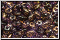 SD-20500-14215, SuperDuo Beads, tanzanite, trans., half copper, 10g