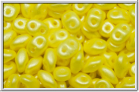 SD-02010-24002, SuperDuo Beads, white, alabaster, pearl shine yellow, 10g