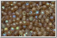 bhm. Glasperle, rund, 3mm, crystal, trans., brown AB, matte, 50 Stk.