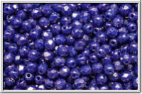 Bhm. Glasschliffperle, feuerpol., 3mm, blue, op., nebula, 50 Stk.