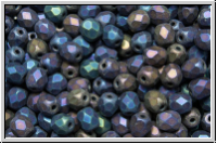 Bhm. Glasschliffperle, feuerpol., 4mm, blue, met., matte, iris., 50 Stk.