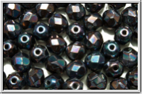 Bhm. Glasschliffperle, feuerpol., 6mm, black, op., nebula, 25 Stk.