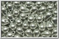 Drop Beads, 4x6mm, silver, met., satin, 20 Stk.