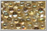 Drop Beads, 4x6mm, crystal, trans., yellow AB, 20 Stk.