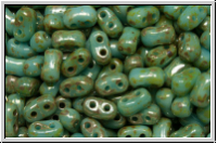 Bi-Bo-Beads, 5,3x2,4mm, aqua, op., silver picasso, 150 Stk. (ca. 11g)