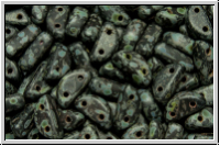 Half Moon Beads, 8x4mm, black, op., picasso, matt, 25 Stk.