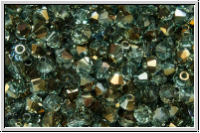Bhm. Kristallschliffperle, Bicone, 3mm, aqua, trans., half valentinite, 50 Stk.