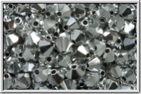 Bhm. Kristallschliffperle, Bicone, 4mm, crystal, trans., full silver, 50 Stk.