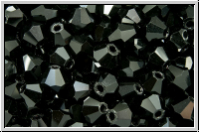 Bhm. Kristallschliffperle, Bicone, 4mm, black, op., 50 Stk.