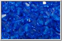 Bhm. Kristallschliffperle, Bicone, 4mm, capri blue, trans., 50 Stk.