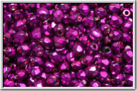 Bhm. Glasschliffperle, feuerpol., 3mm, black, op., heavy metal magenta, 50 Stk.