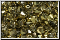 Bhm. Kristallschliffperle, Bicone, 4mm, crystal, trans., half brass, 50 Stk.