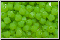 Bhm. Kristallschliffperle, Bicone, 4mm, green, lime, opal, 50 Stk.