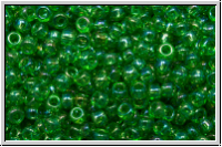 RR-11-0179l, MIYUKI Rocailles, 11/0, green, kelly, lt., trans., AB, 10g