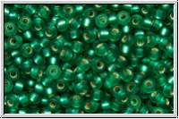 RR-11-0017f, MIYUKI Rocailles, 11/0, emerald, trans., silver-ld., matte, 10g