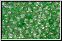 bhm. Glasperle, rund, 4mm, crystal, trans., lt. green-ld., 50 Stk.