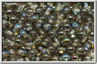 bhm. Glasperle, rund, 4mm, crystal, trans., graphite AB, 50 Stk.