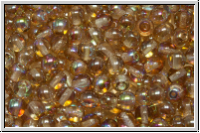 bhm. Glasperle, rund, 4mm, crystal, trans., brown AB, 50 Stk.