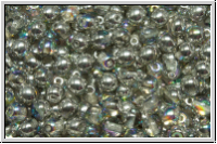 bhm. Glasperle, rund, 4mm, crystal, trans., silver AB, 50 Stk.