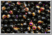 bhm. Glasperle, rund, 4mm, black, op., half sliperit, 50 Stk.