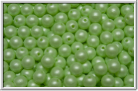 bhm. Glasperle, rund, 4mm, white, alabaster, soft pastell green, 50 Stk.