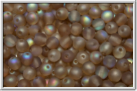 bhm. Glasperle, rund, 4mm, crystal, trans., brown AB, matte, 50 Stk.