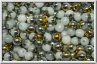 bhm. Glasperle, rund, 4mm, white, alabaster, half marea, 50 Stk.