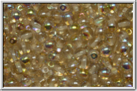 bhm. Glasperle, rund, 4mm, crystal, trans., lemon AB, 50 Stk.