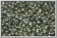 bhm. Glasperle, rund, 3mm, crystal, trans., half silver, 50 Stk.