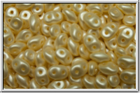 SD-02010-25039, SuperDuo Beads, white, alabaster, vanilla pastel, 10g