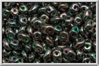 SD-23980-29123, SuperDuo Beads, black, op., full copper luster, 10g