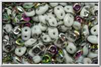 SD-03000-28101, SuperDuo Beads, white, op., half vitrail, 10g