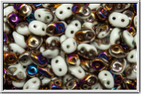 SD-03000-29500, SuperDuo Beads, white, op., half sliperit, 10g