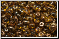 SD-10060-14215, SuperDuo Beads, topaz, trans., half copper, 10g