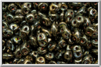 SD-23980-15695, SuperDuo Beads, black, op., violet senegal, 10g