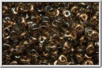 SD-40020-14215, SuperDuo Beads, black diamond, trans., half copper, 10g