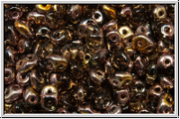 SD-40020-27101, SuperDuo Beads, black diamond, trans., half capri gold, 10g